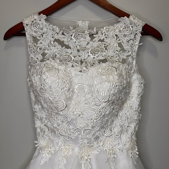 Cocktail Gown Wedding Short Tutu Floral Lace Tiered Organza Size XS - Picture 4 of 16